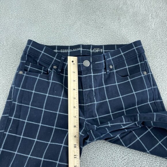 Ann Taylor Loft Modern Navy & White Plaid Cotton Pants Womens Size 27/4 - 1955 - Picture 6 of 11